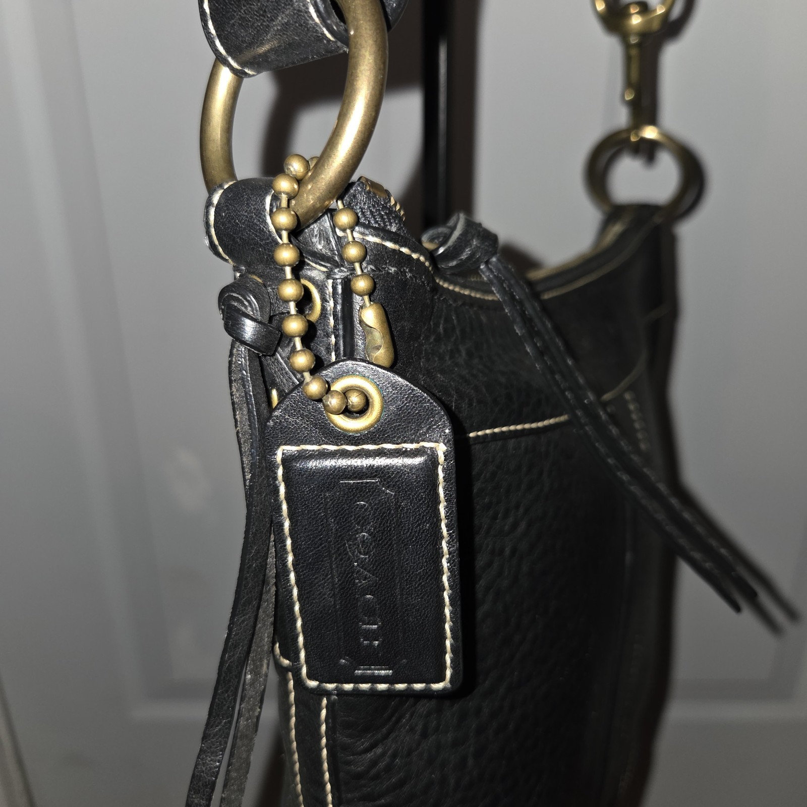 Coach Vintage Slim Bleeker Duffle, Shoulder/Cross, Black Pebbled, #10398, 2006