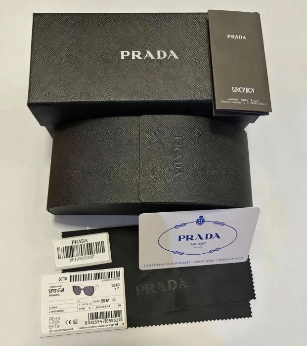 Prada PR 15WS Oversize Square Sunglasses Women Black White Frame UV400