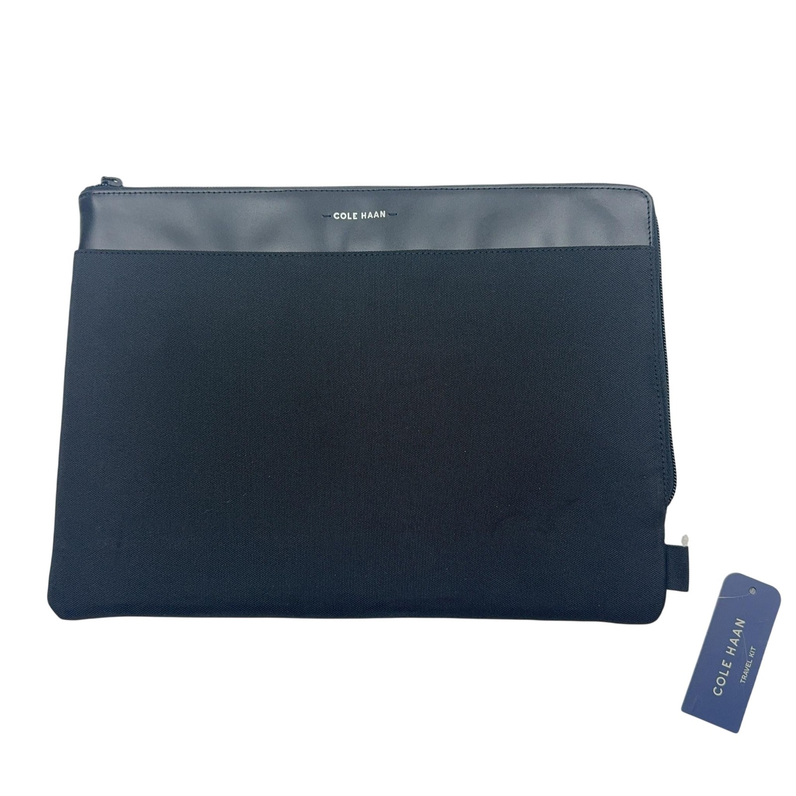 Cole Haan Black Tech Case Travel Kit Zip Organizer Pouch Bag 13.5 in x 10 in