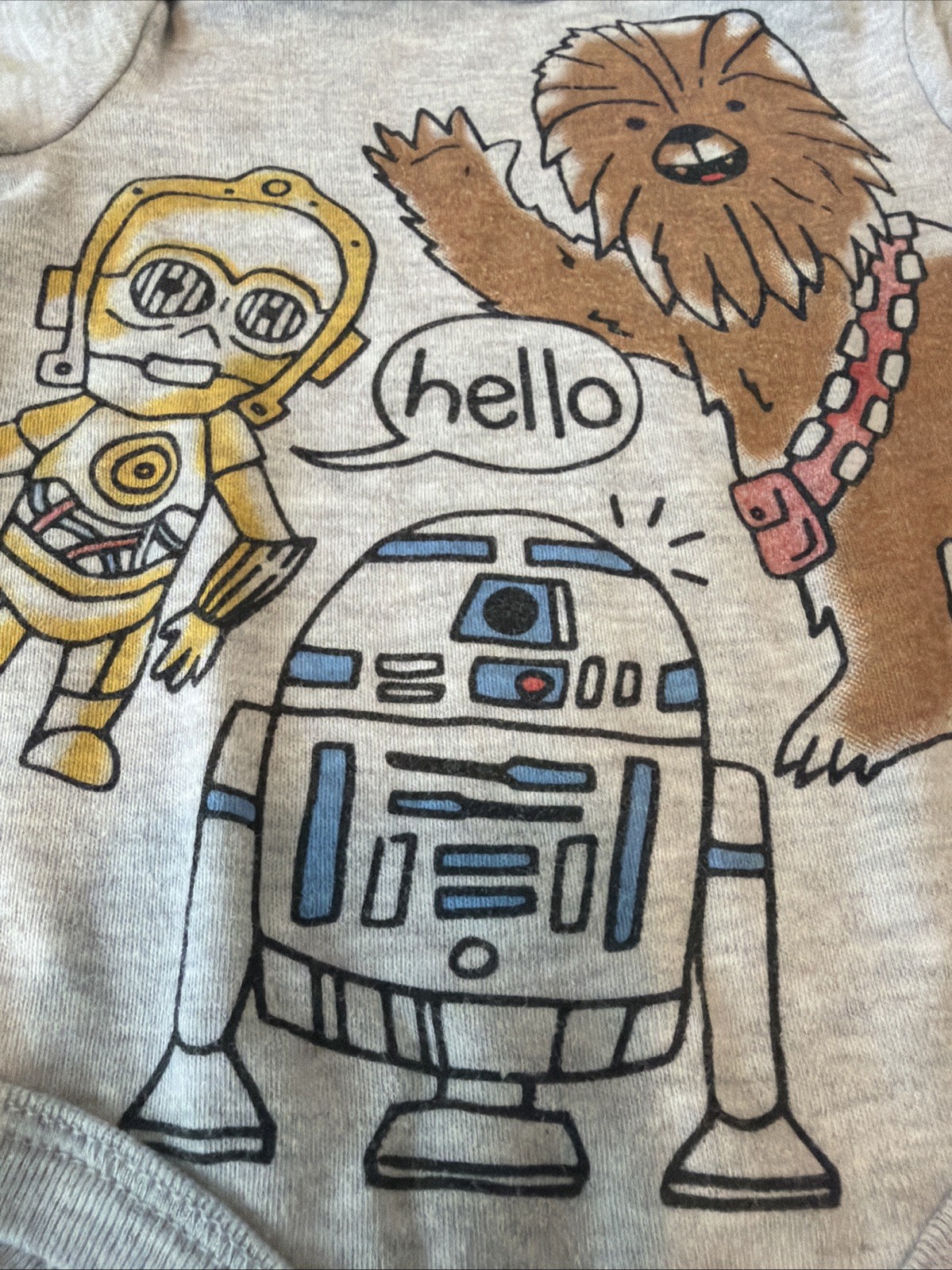 Star Wars One Piece Undershirt Snap On Short Sleeve R2D2-C3PO-Ewok 6-9 Months