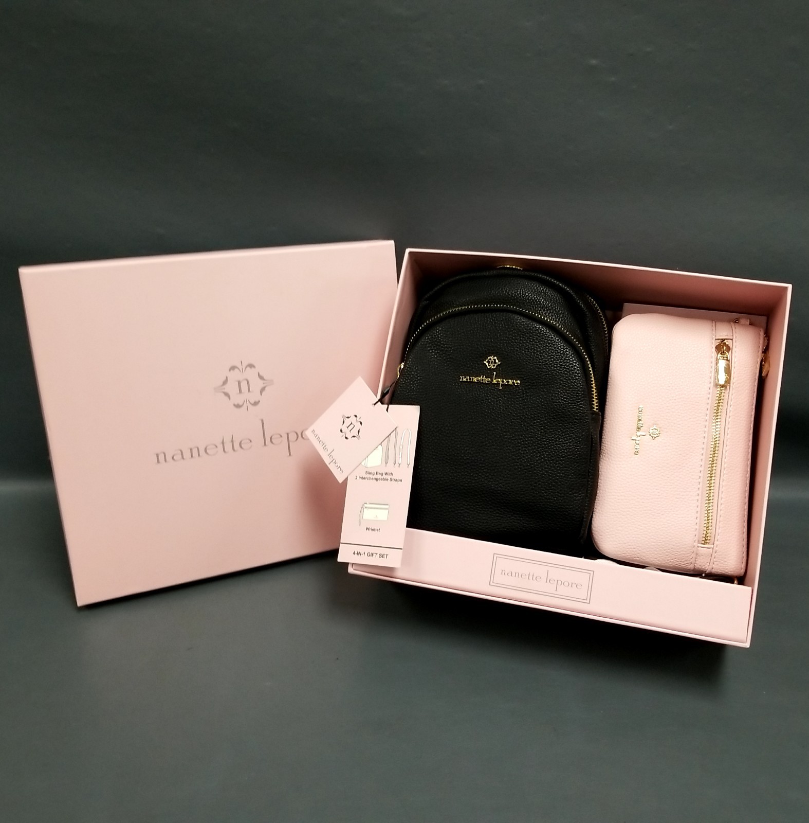 NEW WITH TAGS Nanette Lepore 4 In 1 Sling Backpack & Wristlet Gift Set