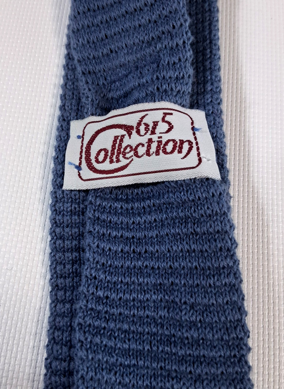 615 Collection Blue Men’s Neck Tie~Skinny Square~100% Lisle Cotton~Made USA~42″L