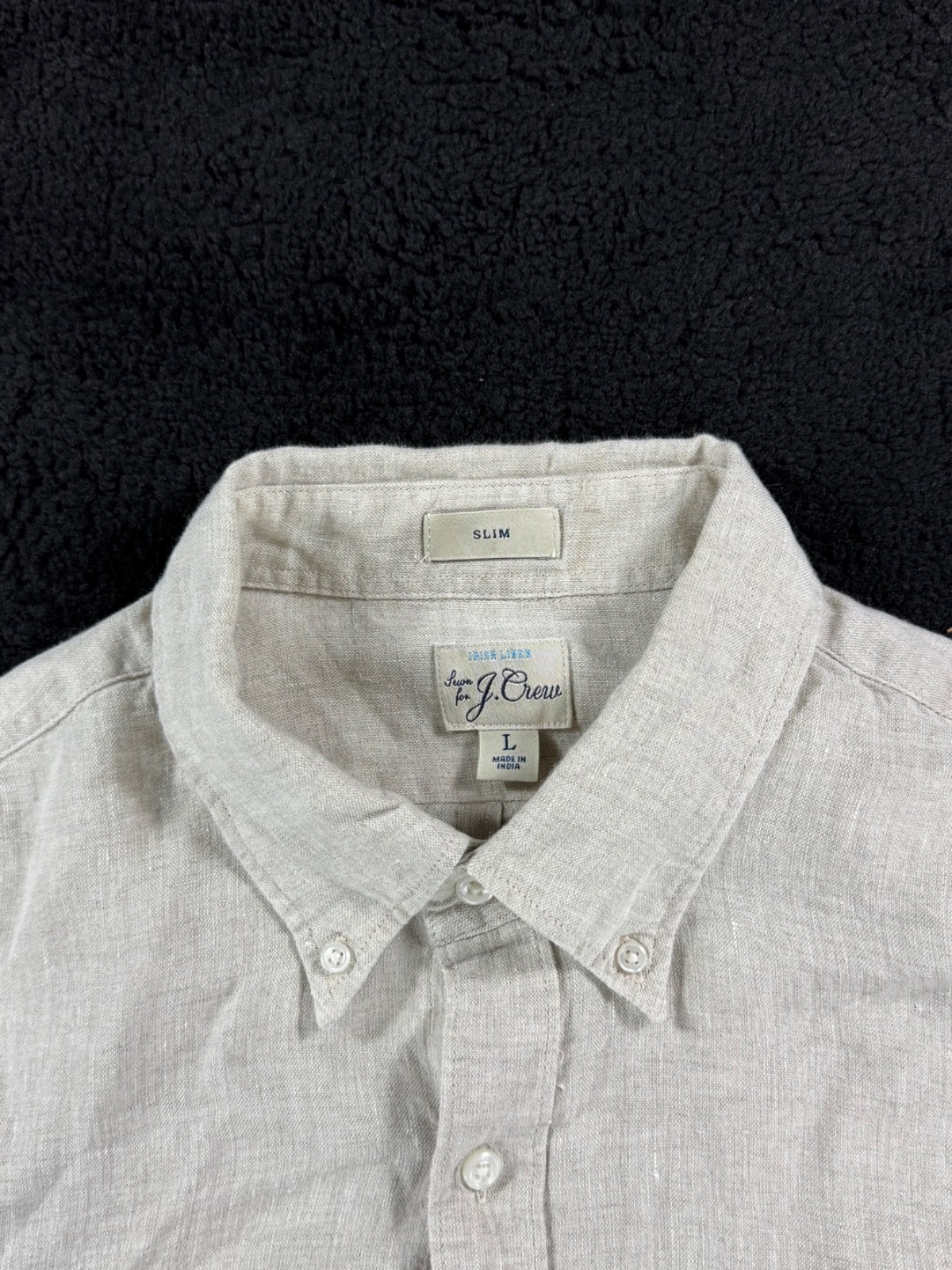J Crew Shirt Mens Large Slim Light Beige Irish Linen Button Down Baird McNutt