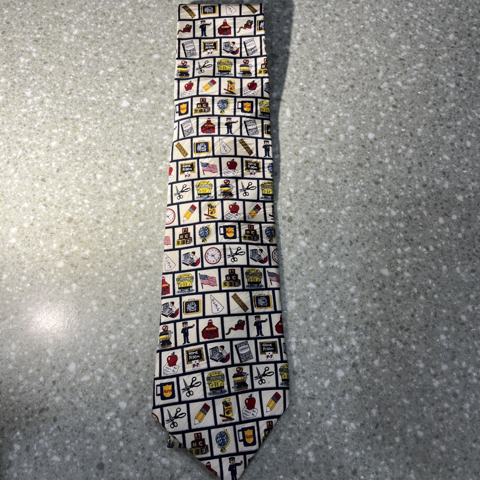 SCHOOL DAYS Design Silk 60″ Men’s Novelty Neck Tie made in USA Museum Artifacts