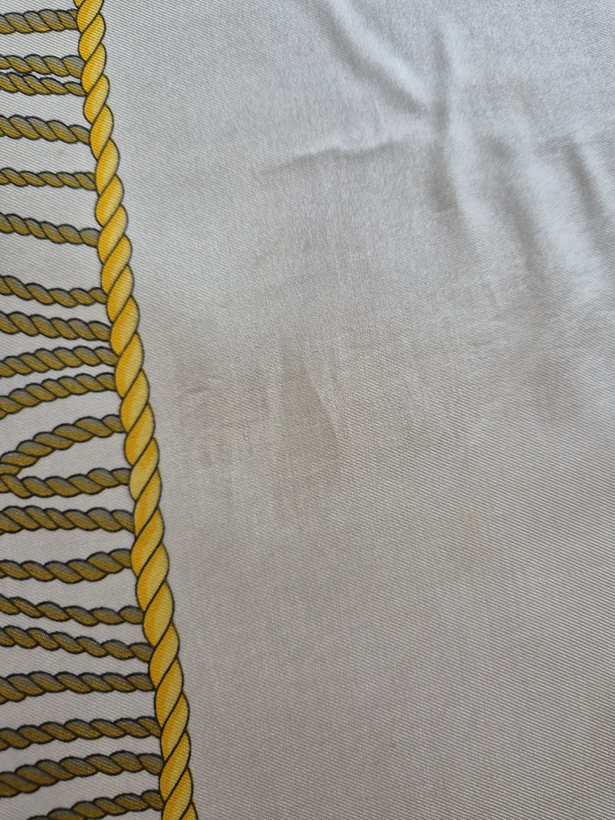 ESCADA 82cm Vintage Silk Square Scarf Family Crest Shield Cream Yellow Tassel