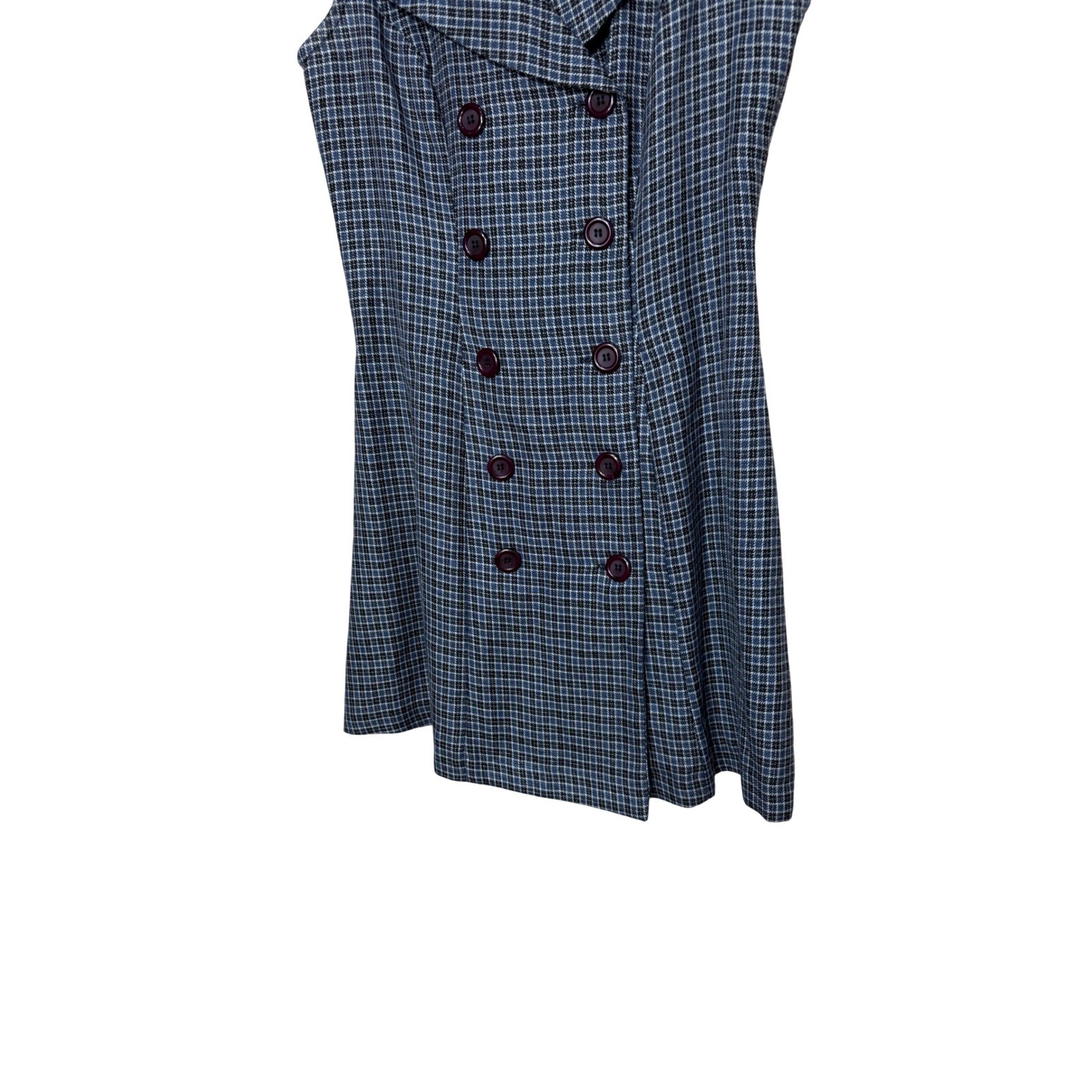 Rampage Vintage 90s Blue Plaid Double Breasted Sleeveless Mini Dress Sz 5