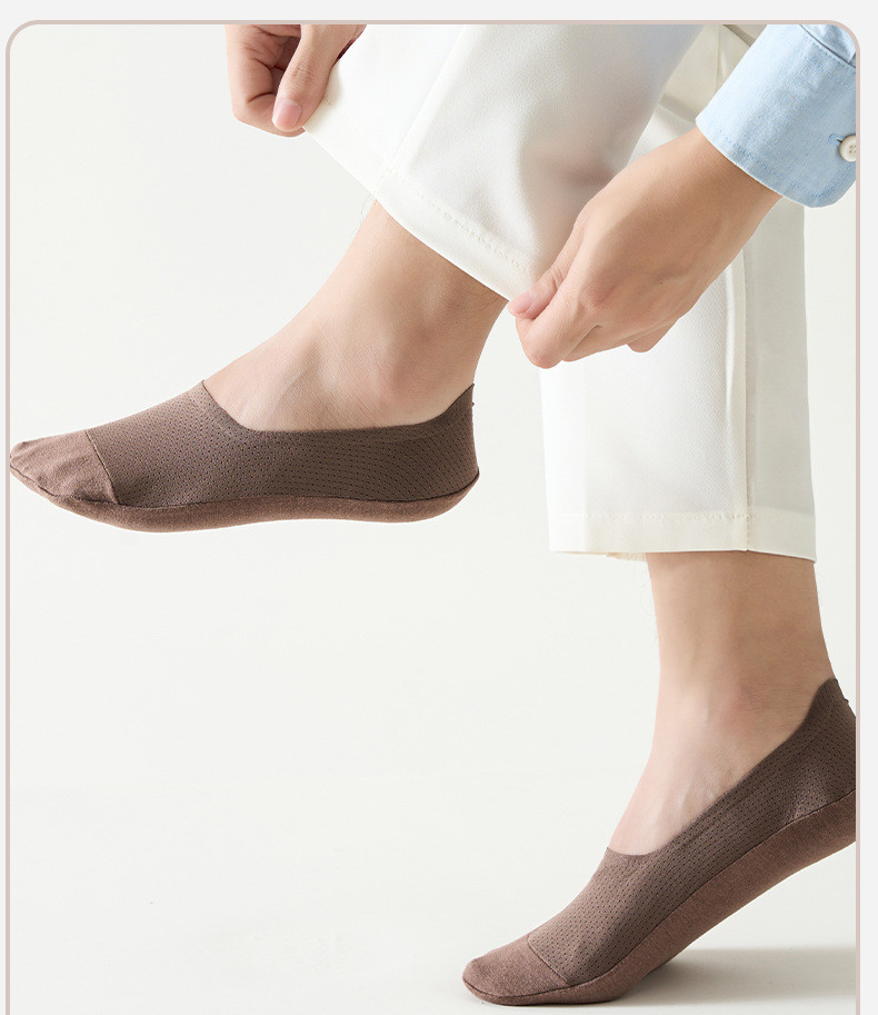 5 Pairs Men Summer Breathable Boat Socks Non Slip No Show Invisible Thin Socks