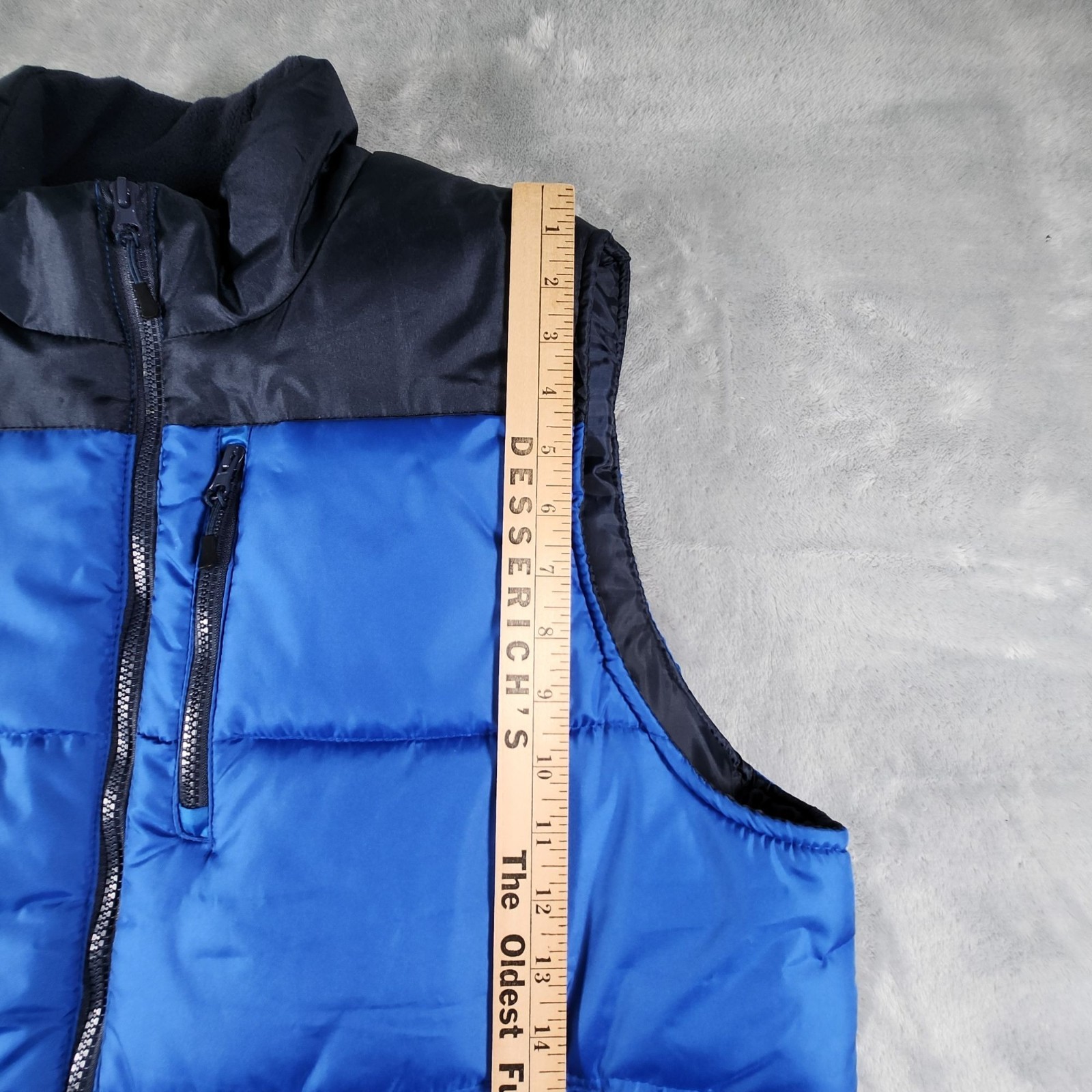 Outdoor Life Puffer Vest Large Blue Color Block Outdoor Hiking Active Cabin Work