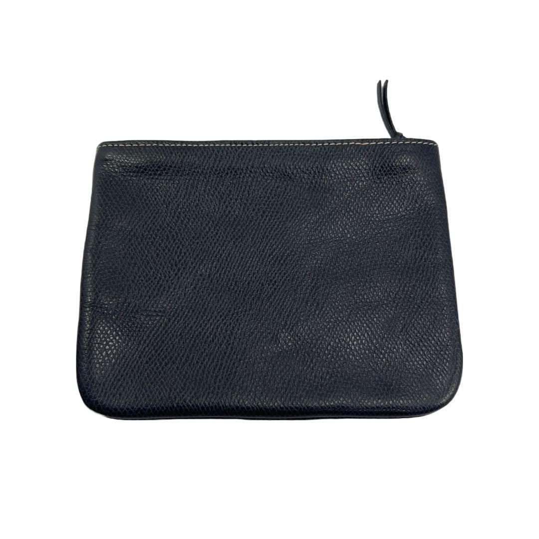 LOEWE Vintage Leather Pouch Women Pre-Owned Anagram Logo Navy
