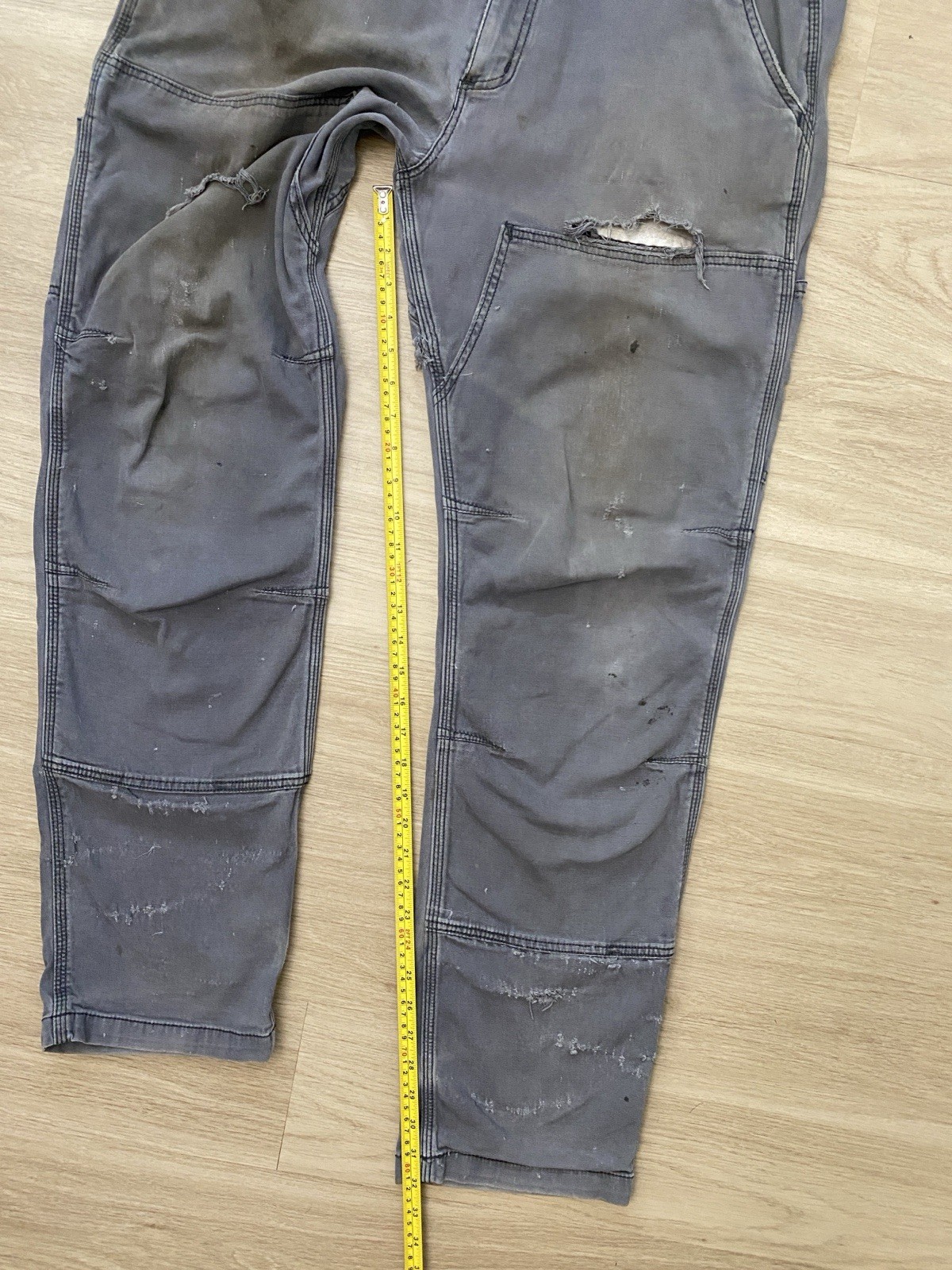 Carhartt Relaxed Straight Pants Men 36×32 Gray Double Knee Distressed 102802-029