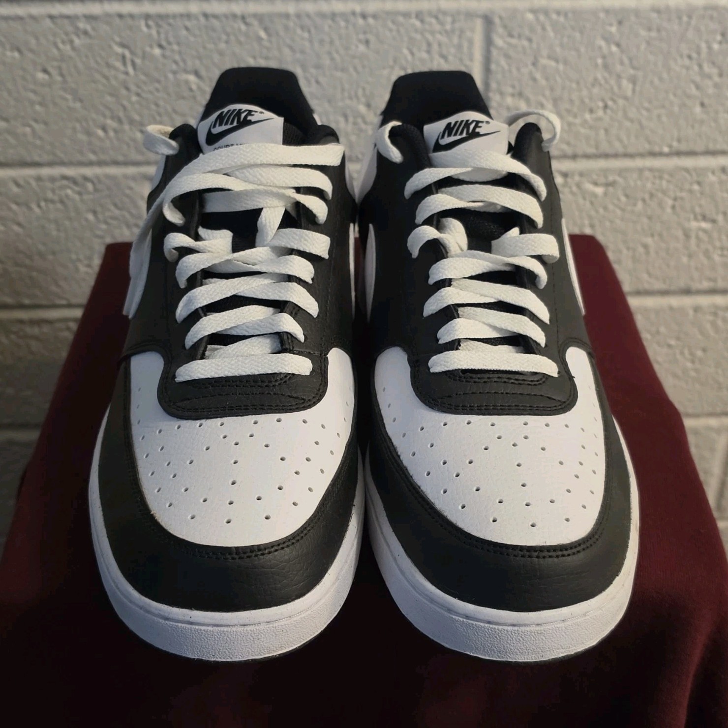 Nike Court Vision HM9862-001 Black/White Colorblock Low-Top Lace-Up Sneakers