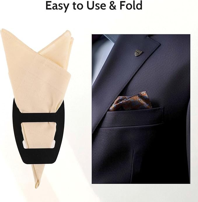 2 Pack Pocket Square Holder for Men, Prefolded Silk Scarf for Suits & Tuxedos