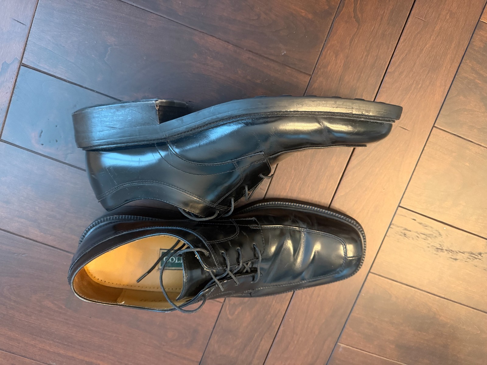 Cole Haan Men’s Black Leather Lace-Up Square-toe Oxford Dress Shoes