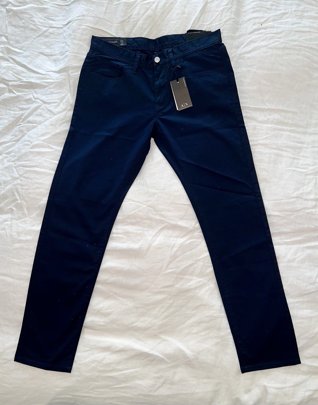 Armani Exchange Men’s Pants 32R Navy Blue Slim Fit 98%Cotton 2%Elastane