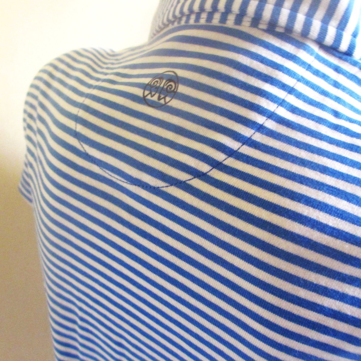 RENWICK Pima 100% Cotton Golf Polo Shirt XS Short Sleeve Cobalt White Stripe $85