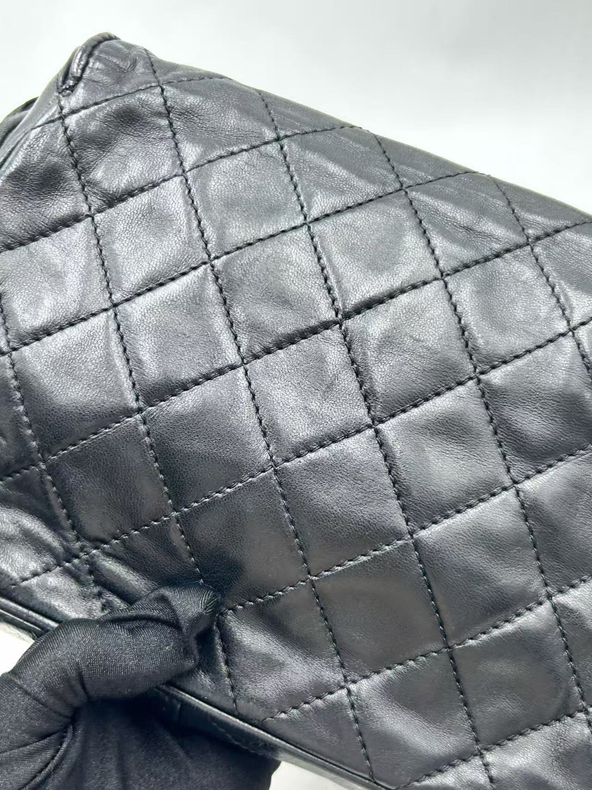Chanel Crossbody Flap Bag Quilted Black Lambskin Leather France