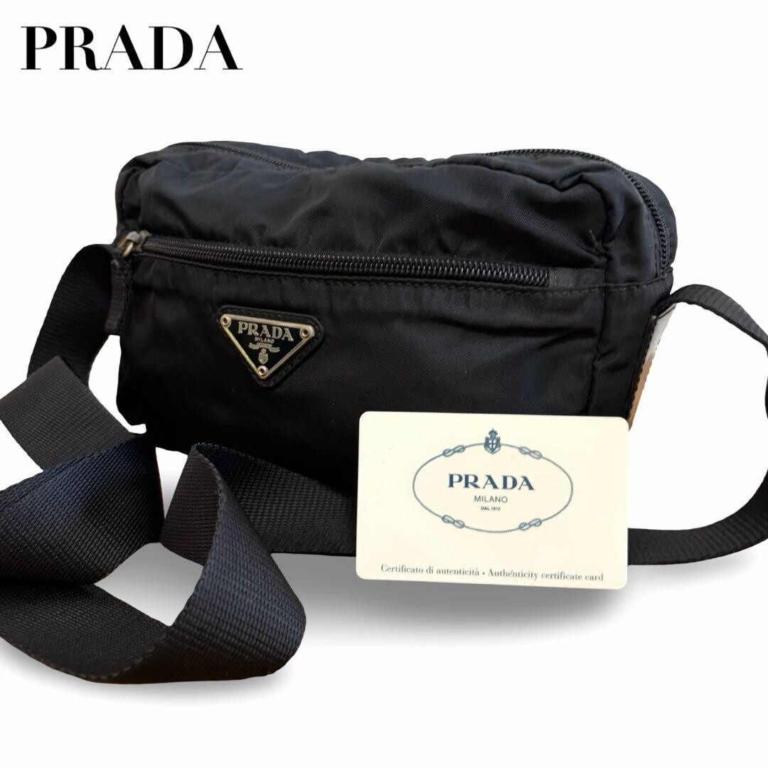 Prada Black Nylon Triangle Logo Camera Bag Shoulder Crossbody Unisex Authentic