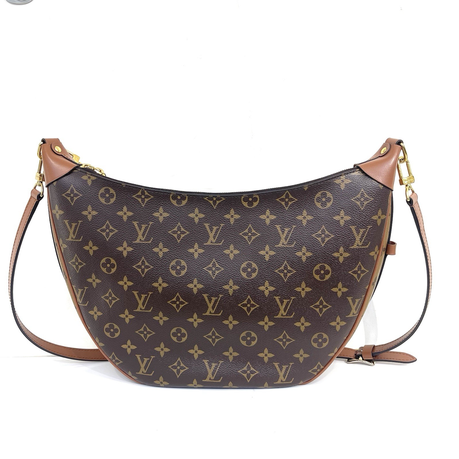 Authentic – Louis Vuitton Brown Loop Hobo Monogram Reverse Shoulder Bag w/ Pouch