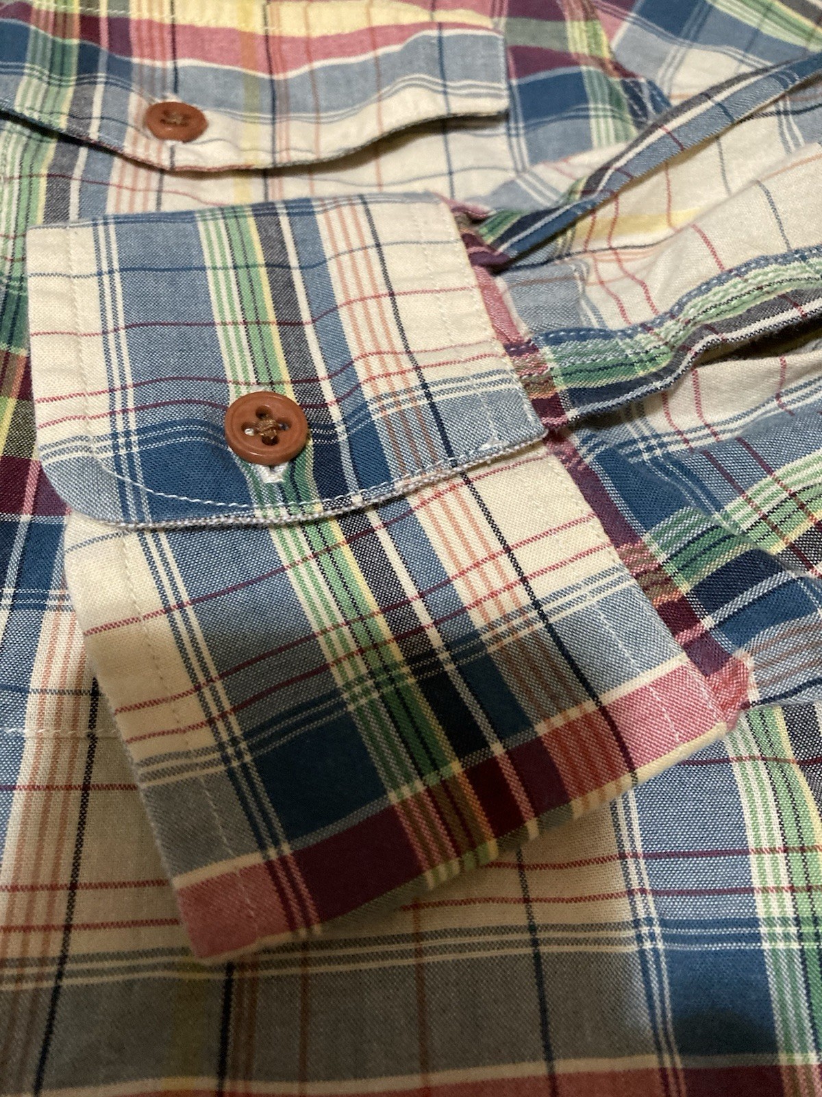 Ben Sherman Plectrum XXL Beige Plaid Long Sleeve Button Up 24in Pit To Pit