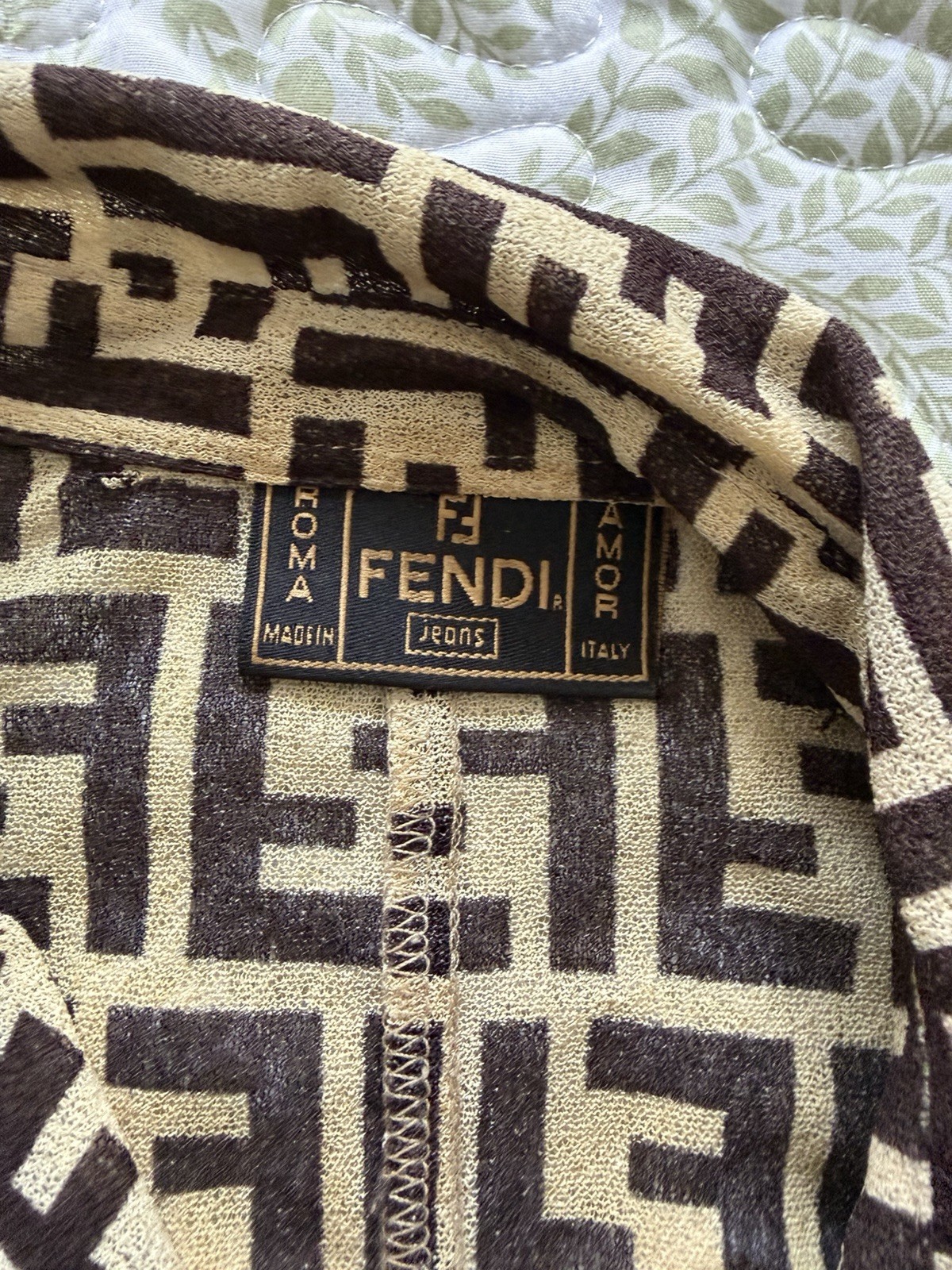 Fendi FF Logo Collared Long Sleeve Button-Up Shirt Brown/Beige