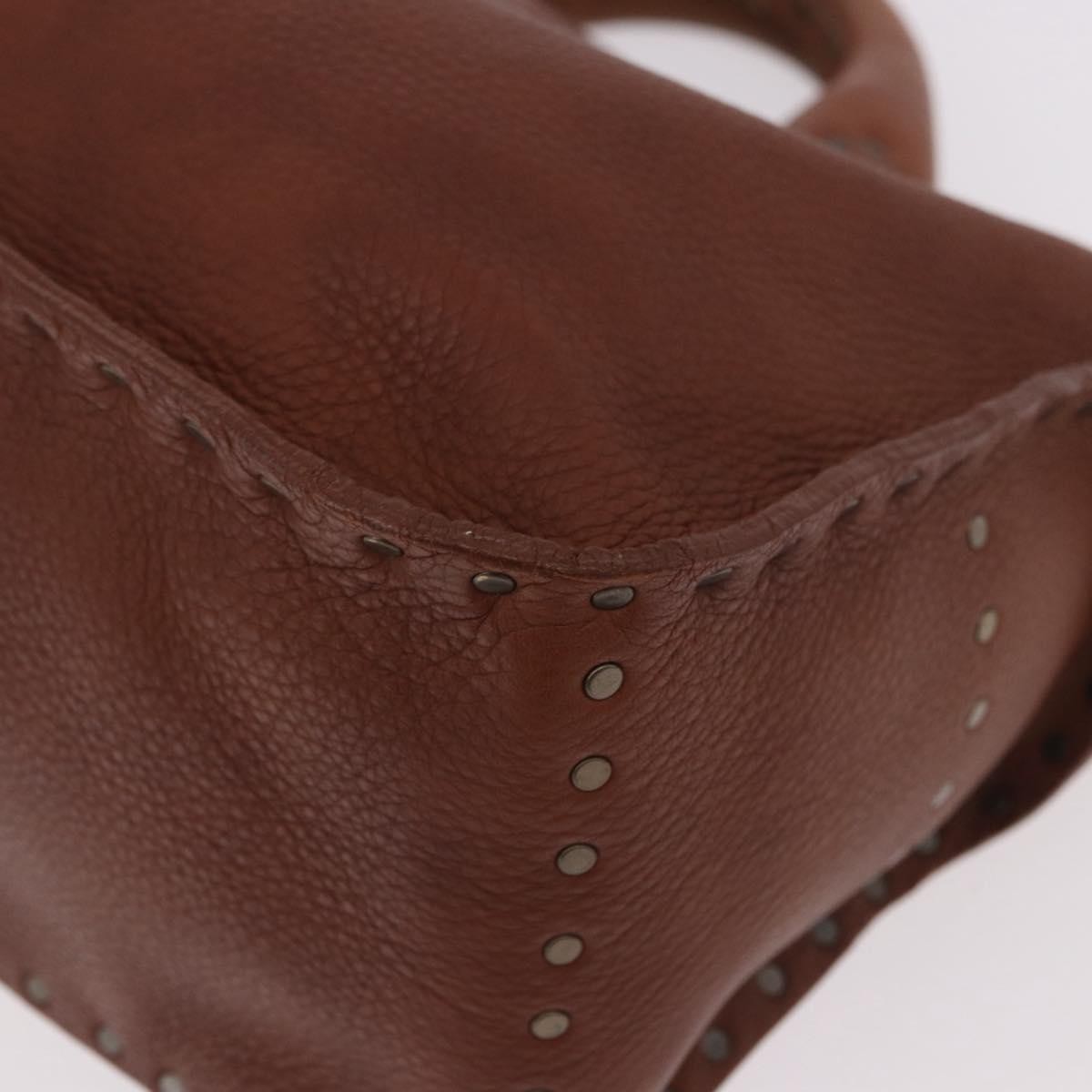 CELINE Boogie bag Hand Bag Leather Brown Auth 183952A
