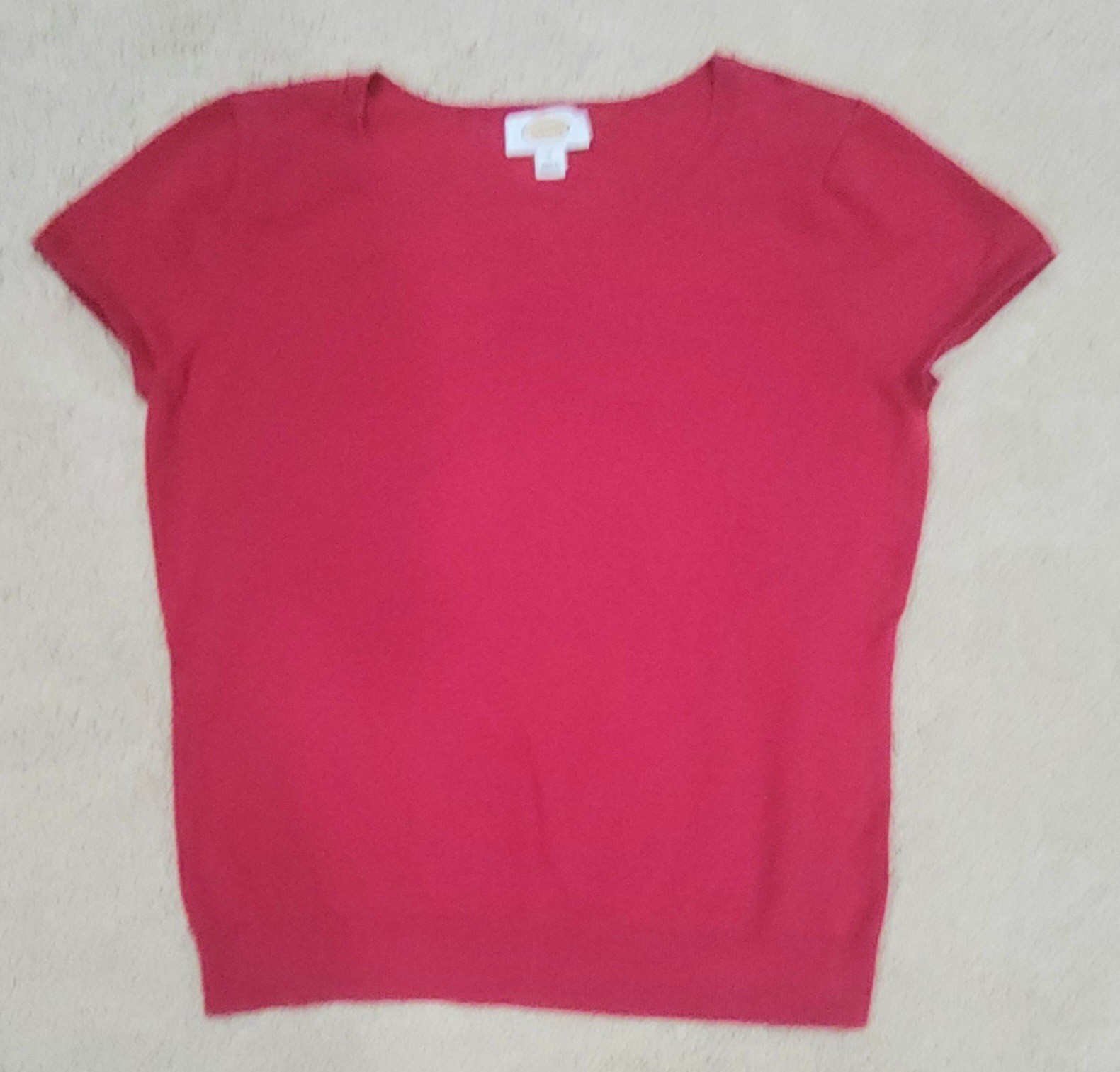 Talbots Red Cap Sleeve Pullover Cotton Blend Sweater Made In Hong Kong SZ M
