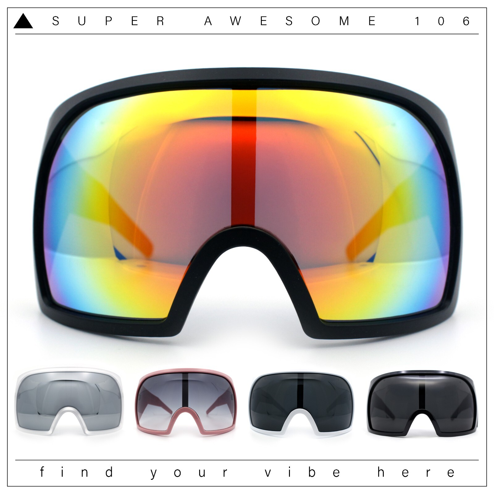 Super Oversized XXL Goggle Style Wrap Around Sport Plastic Sunglasses