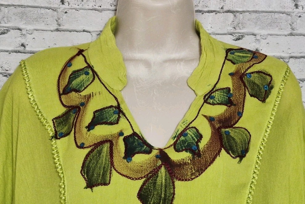 California Breeze Free Size Floral Embroidered Sequin Tunic Top Cover-Up Beach