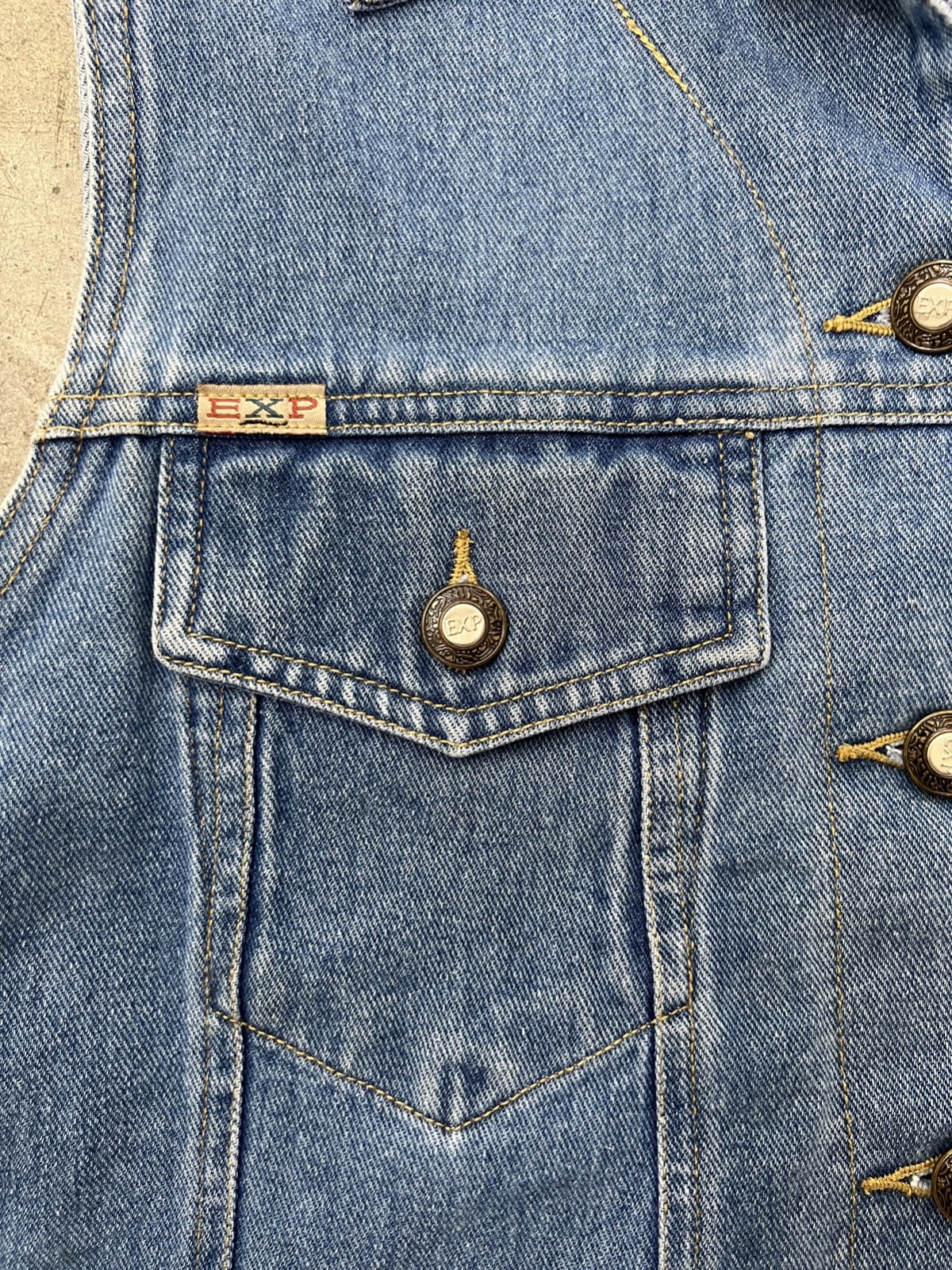 90s Y2K Express Denim Vest L Button Front Collared Jean Western Grunge Hip Hop L