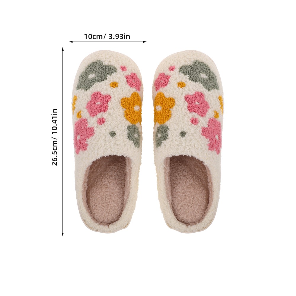 1 Pair Comfy Womens Slippers Plush Cotton Lining Durable Nonslip Sole