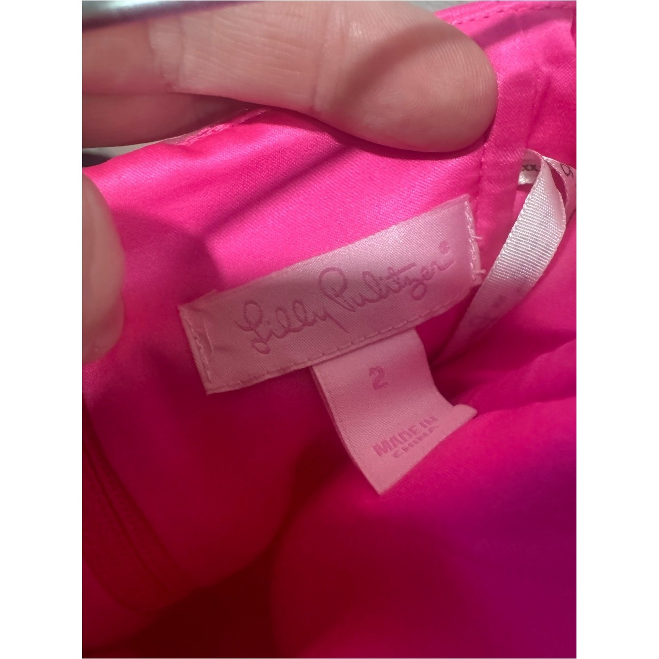 Lilly Pulitzer Hot Pink Strapless Floral Eyelet Dress Y2K Homecoming Dress sz 2
