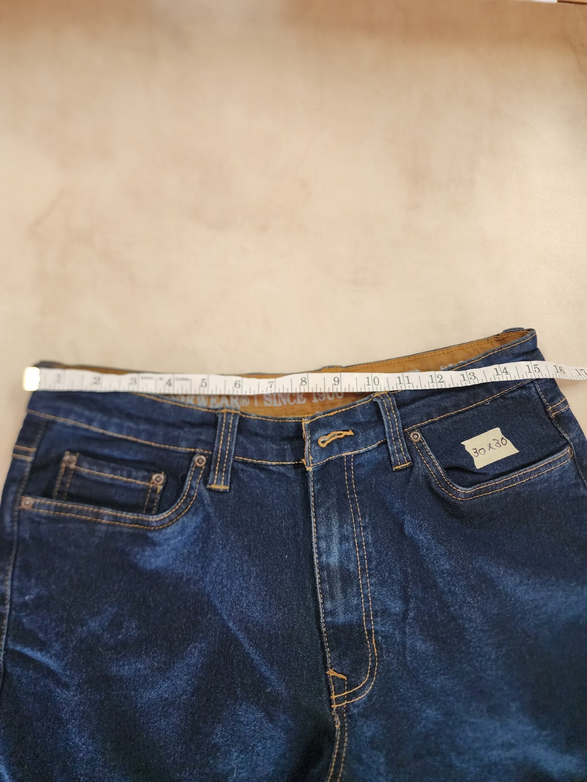 Smith’s Workwear Men’s Stretch 5 Pocket Work Jeans, Dark Vintage wash, 30W x 30L