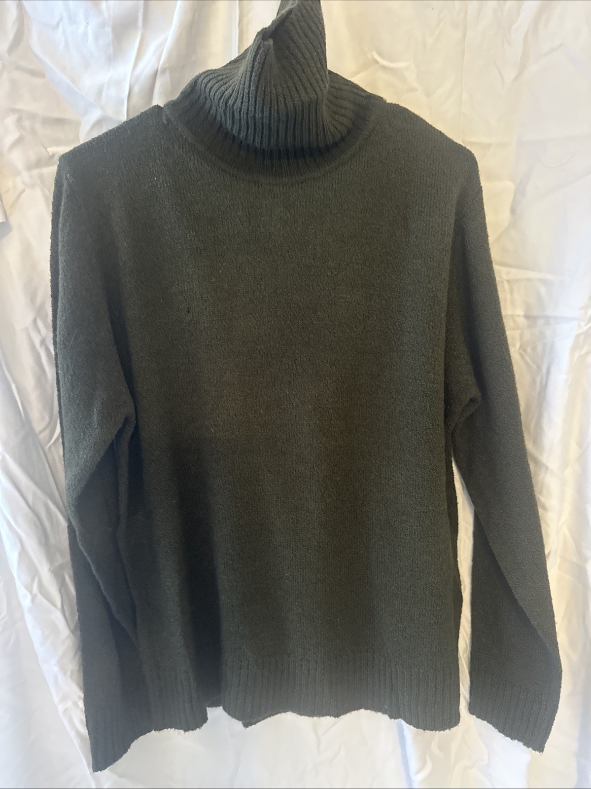 Carolyn Taylor Essentials Womens Olive Green Marl Turtleneck Sweater Medium