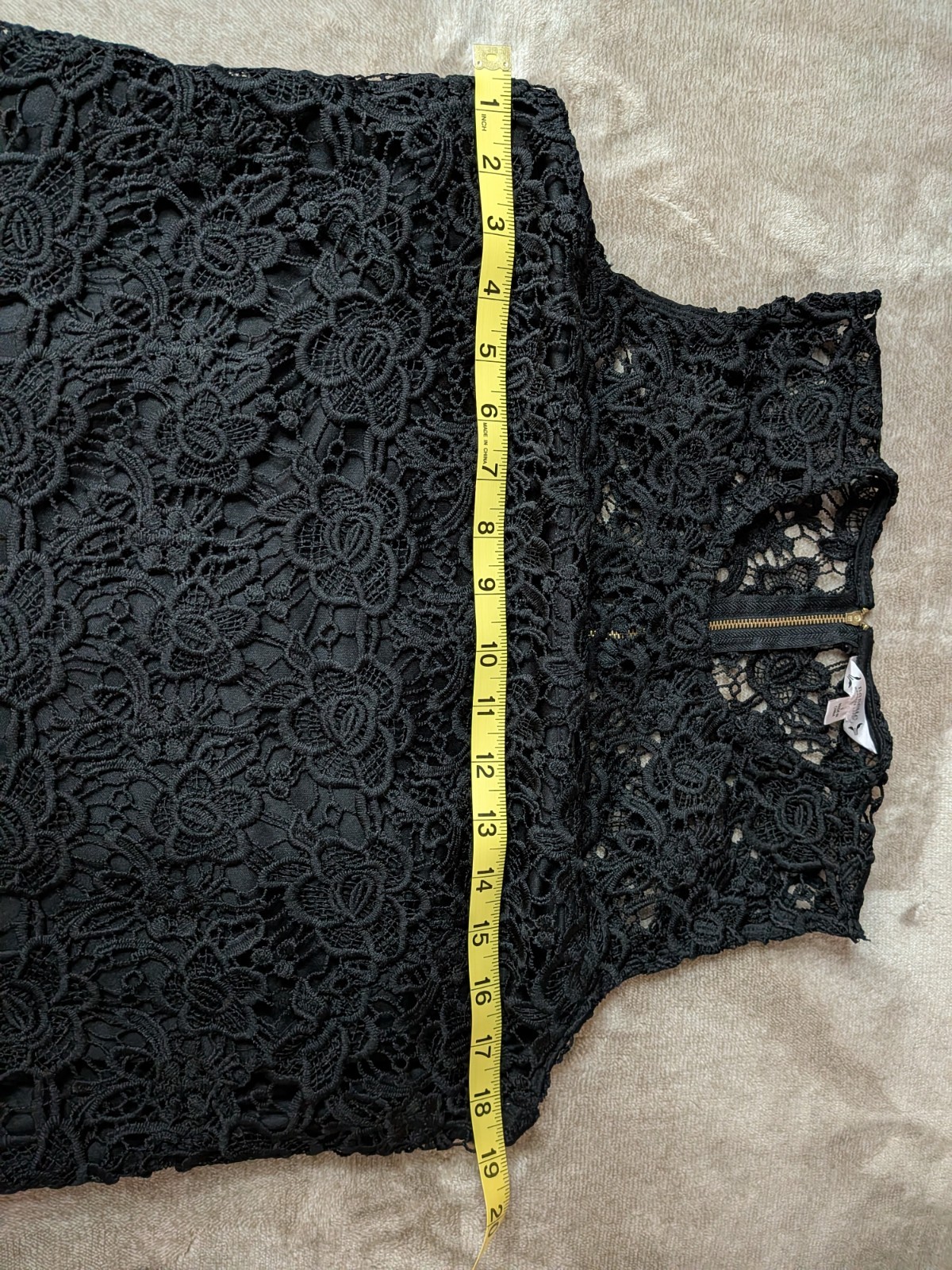 Nanette Lepore Black Floral Lace Sleeveless Round Neck Top Full Zip Back