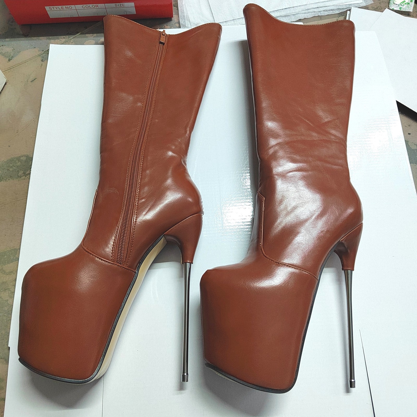 19cm Heels Super Stilettos Platform Womens Runway Knee High Boots Sexy Plus Size