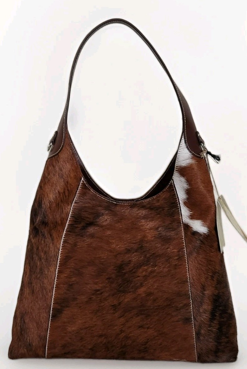 🌞CAVALCANTI ITALIAN DESIGNER HAIR CALF BROWN COWHIDE LEATHER LG HOBO BAG🌺NWT!