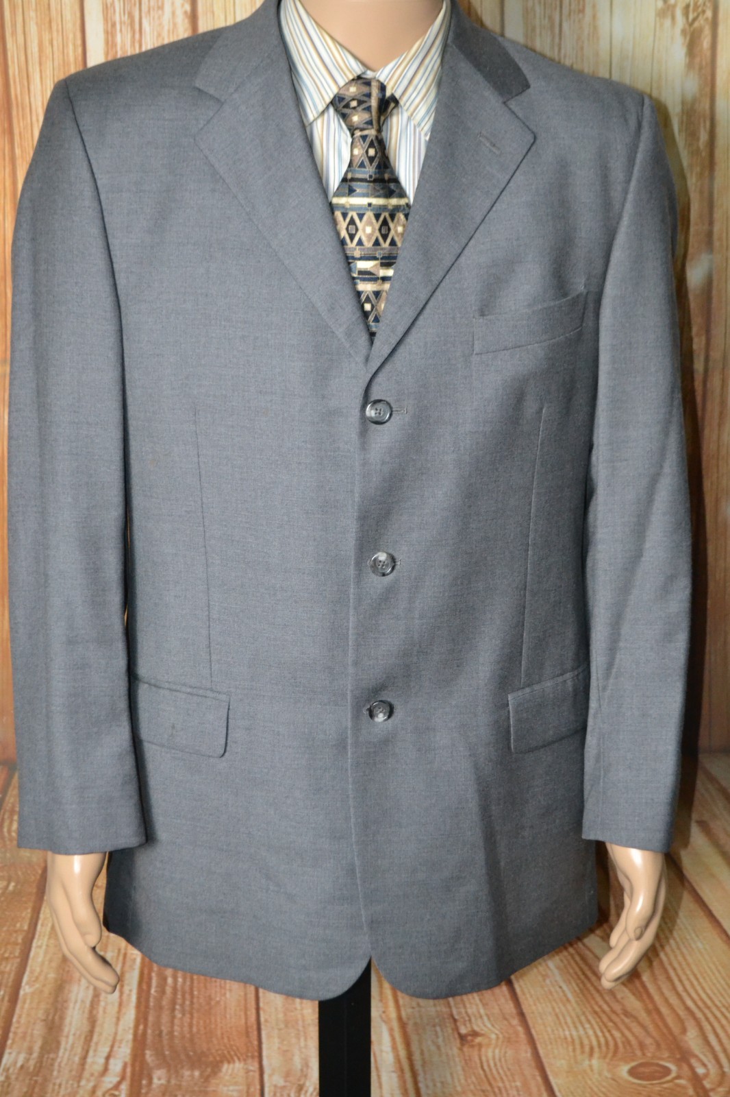 Pronto Uomo Men Angelico Super 100s Gray 3 Button Suit Sz 42R Wst 36×30