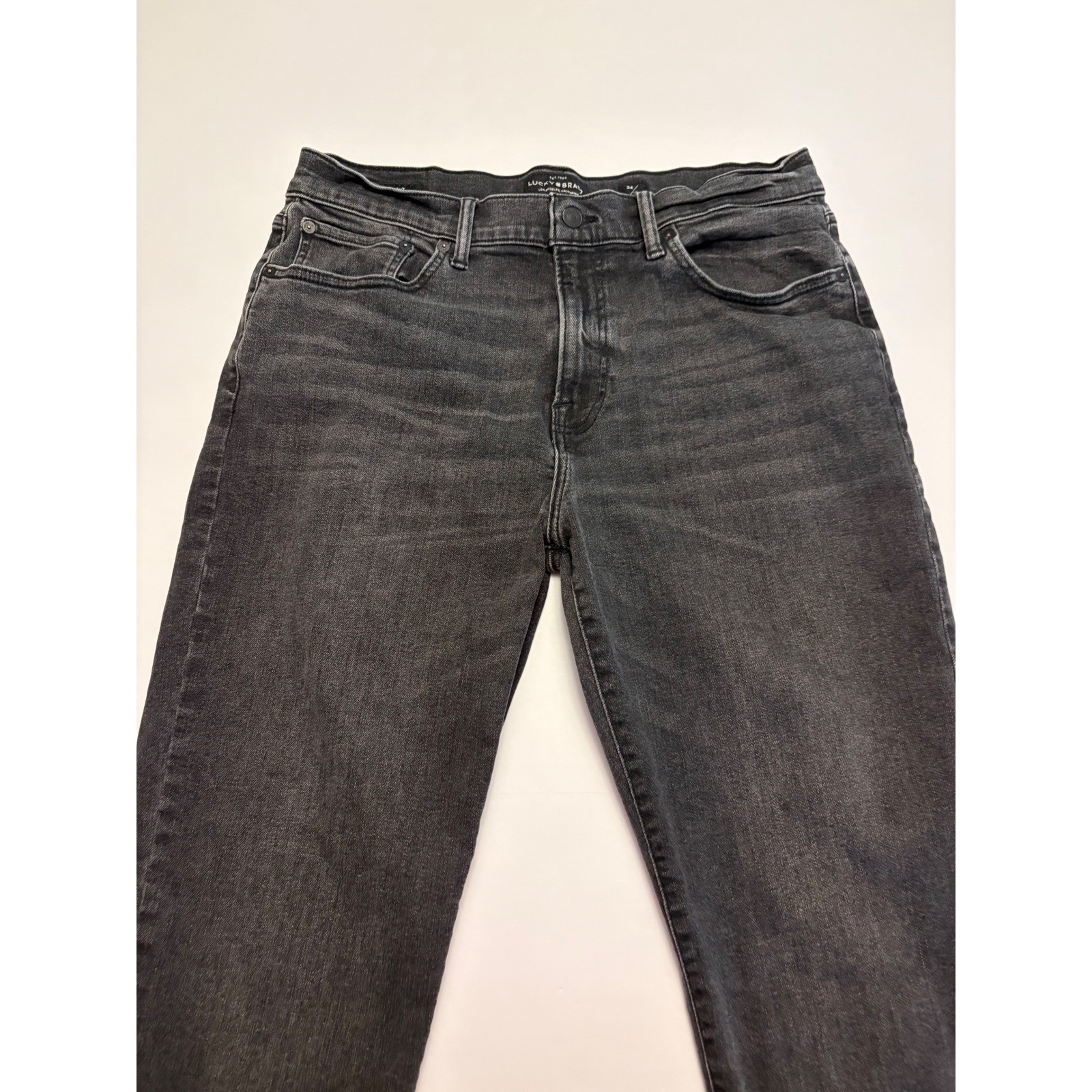 Lucky Brand 223 Straight Jeans Mens 34×30 Gray Excellent Dark Wash Denim