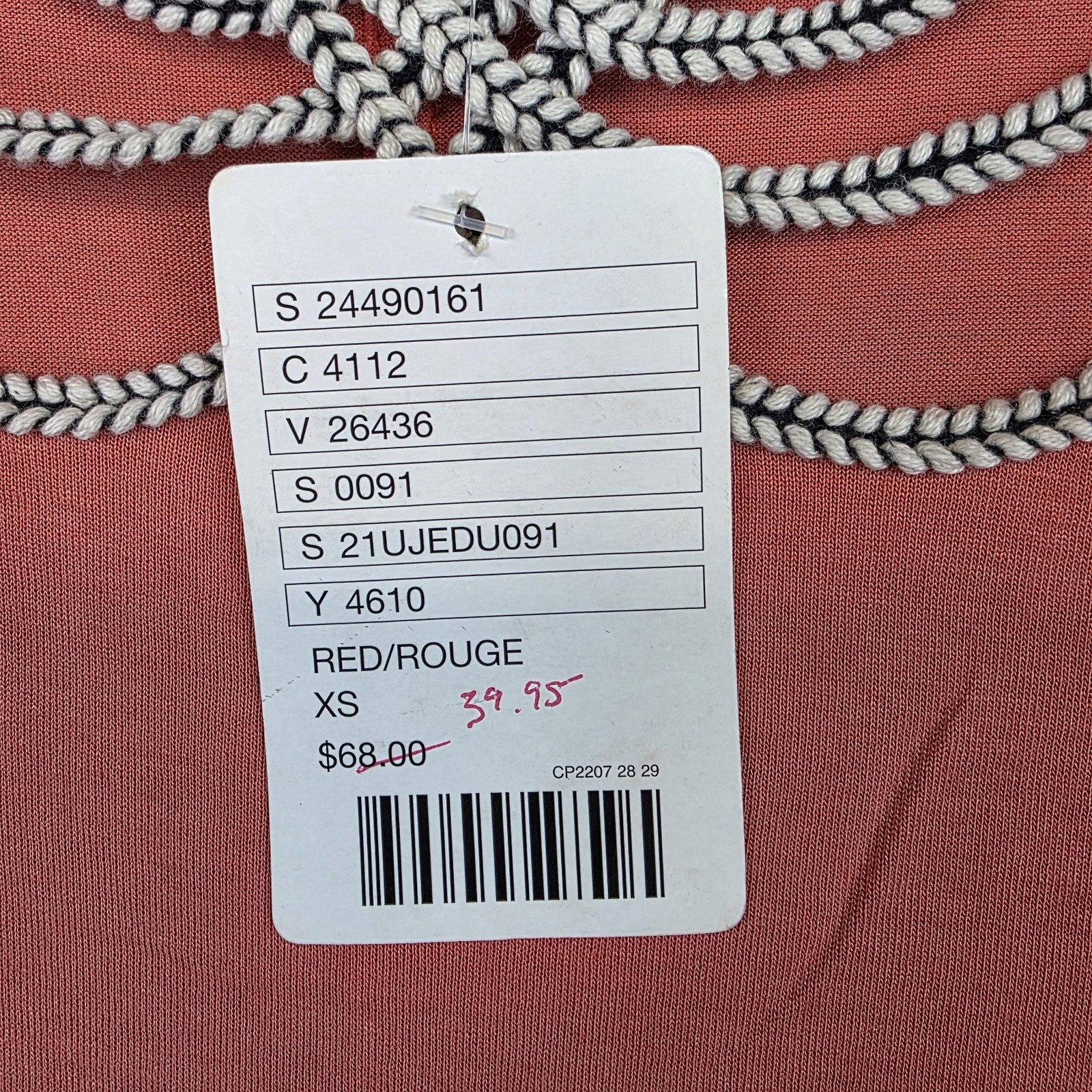 LeifNotes Tank Top Womens XS Red Embellished Scoop Neck Jersey Hi Low Hem