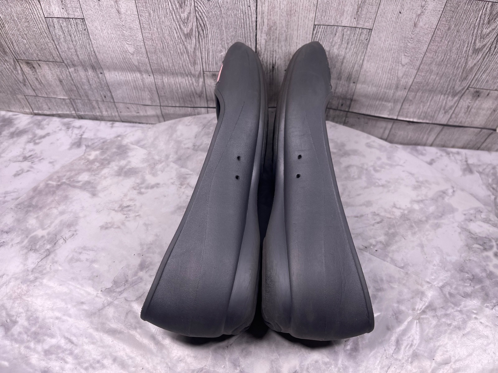 Crocs Lenora Ballet Flats Women 9M Bow Rubber Shoes Black Pink Slip On Loafers
