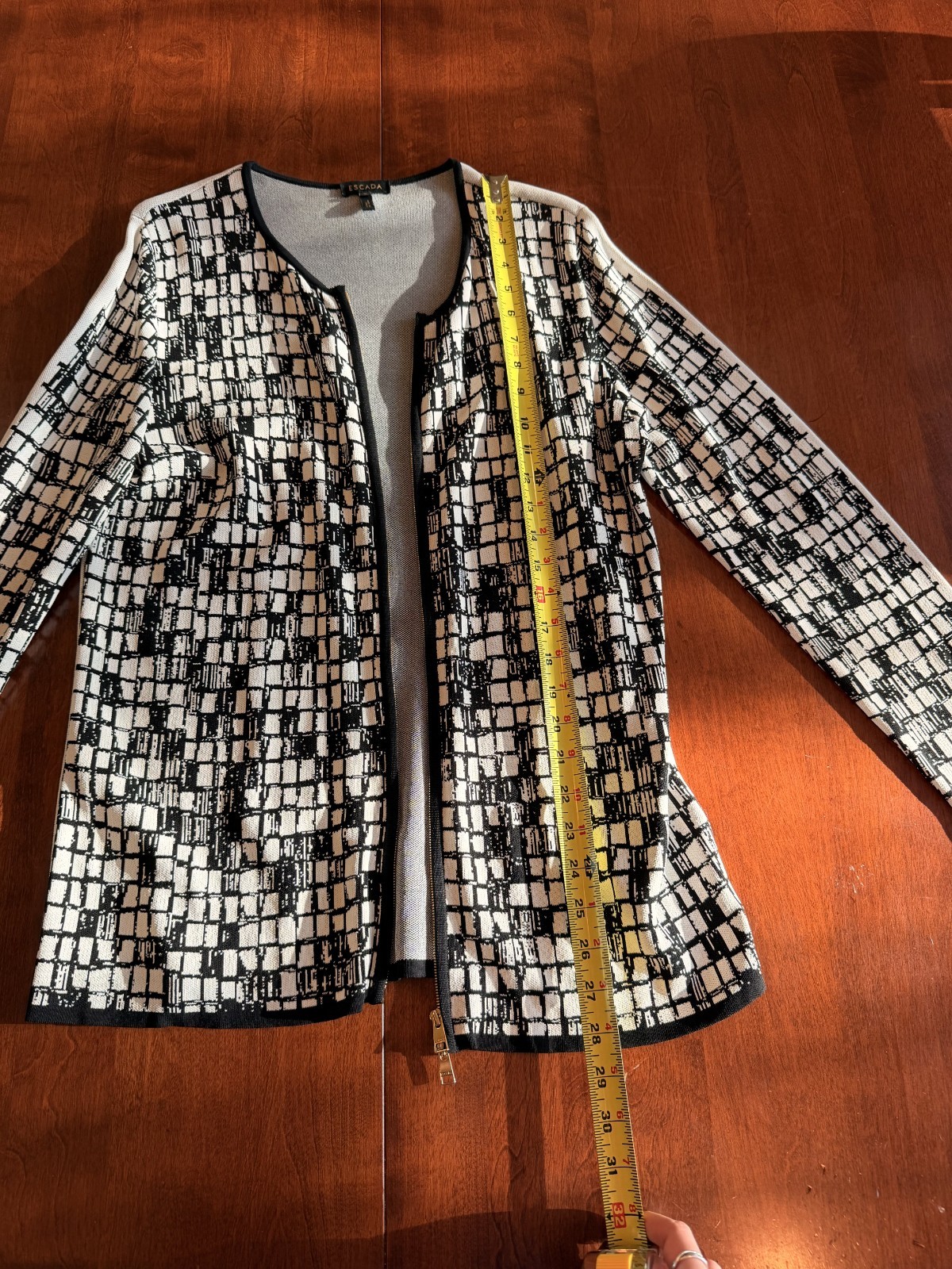 Escada Cardigan Size Large Black and White