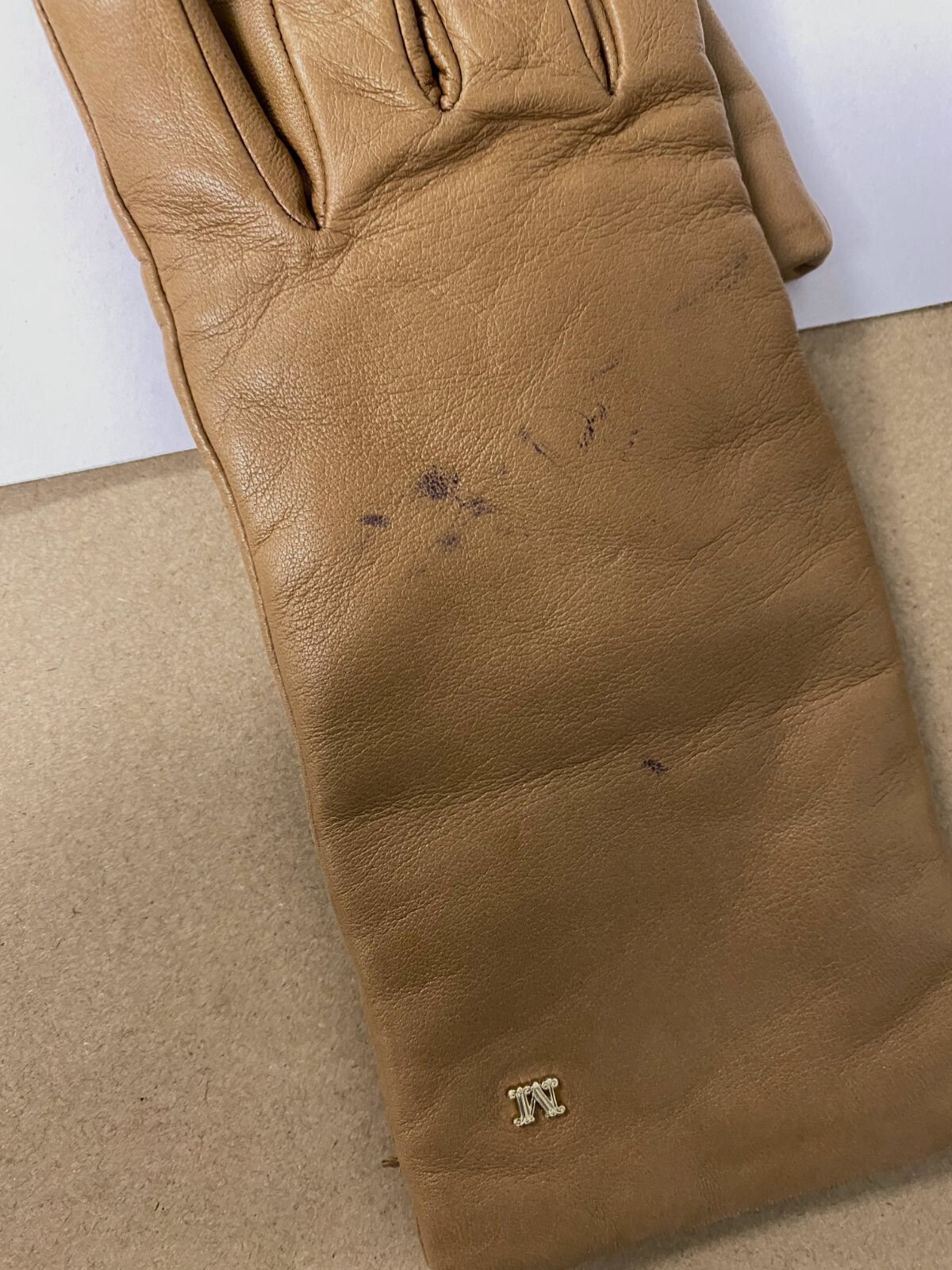 Max Mara Women’s Brown Lambskin Leather Lined Nappa Elbow Gloves Size 7