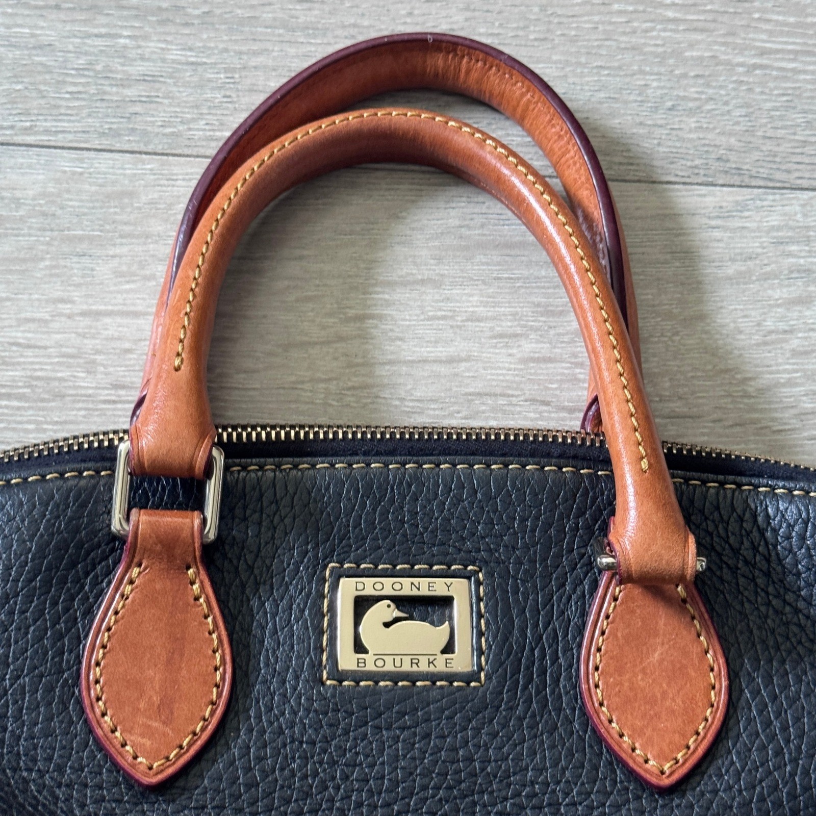 Dooney & Bourke Dillon Black Pebbled Leather Double Pocket Crossbody Bag Purse