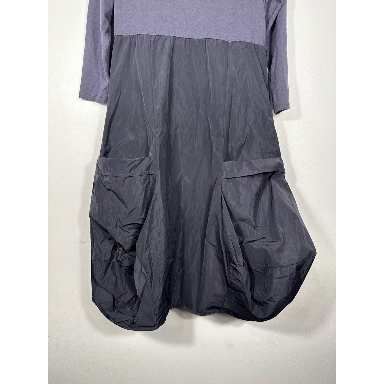Sun Kim Black Cocoon Lagenlook Pockets Dress USA Made Size M