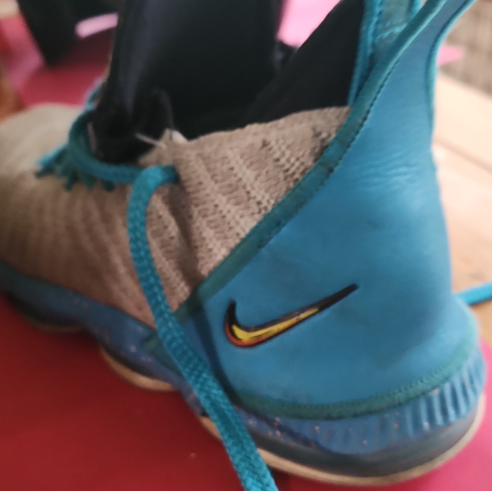 Nike Blue Gray Mid Top Basketball Sneaker