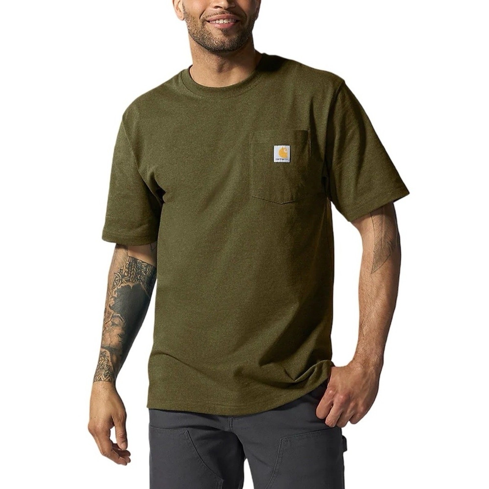 Carhartt K87 Loose Fit Heavyweight Pocket T-Shirt XL Tall Dark Bronzed Green