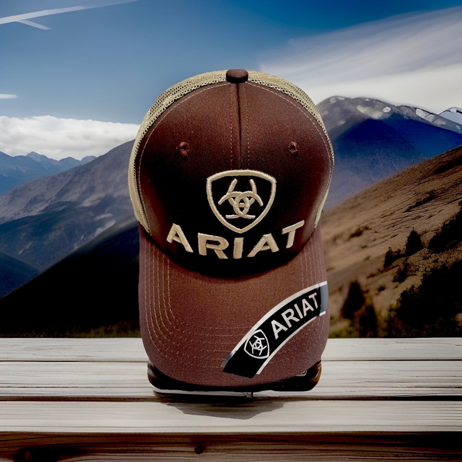 Ariat Mens B-Fit Shield Logo Mesh Back Snapback Cap Hat