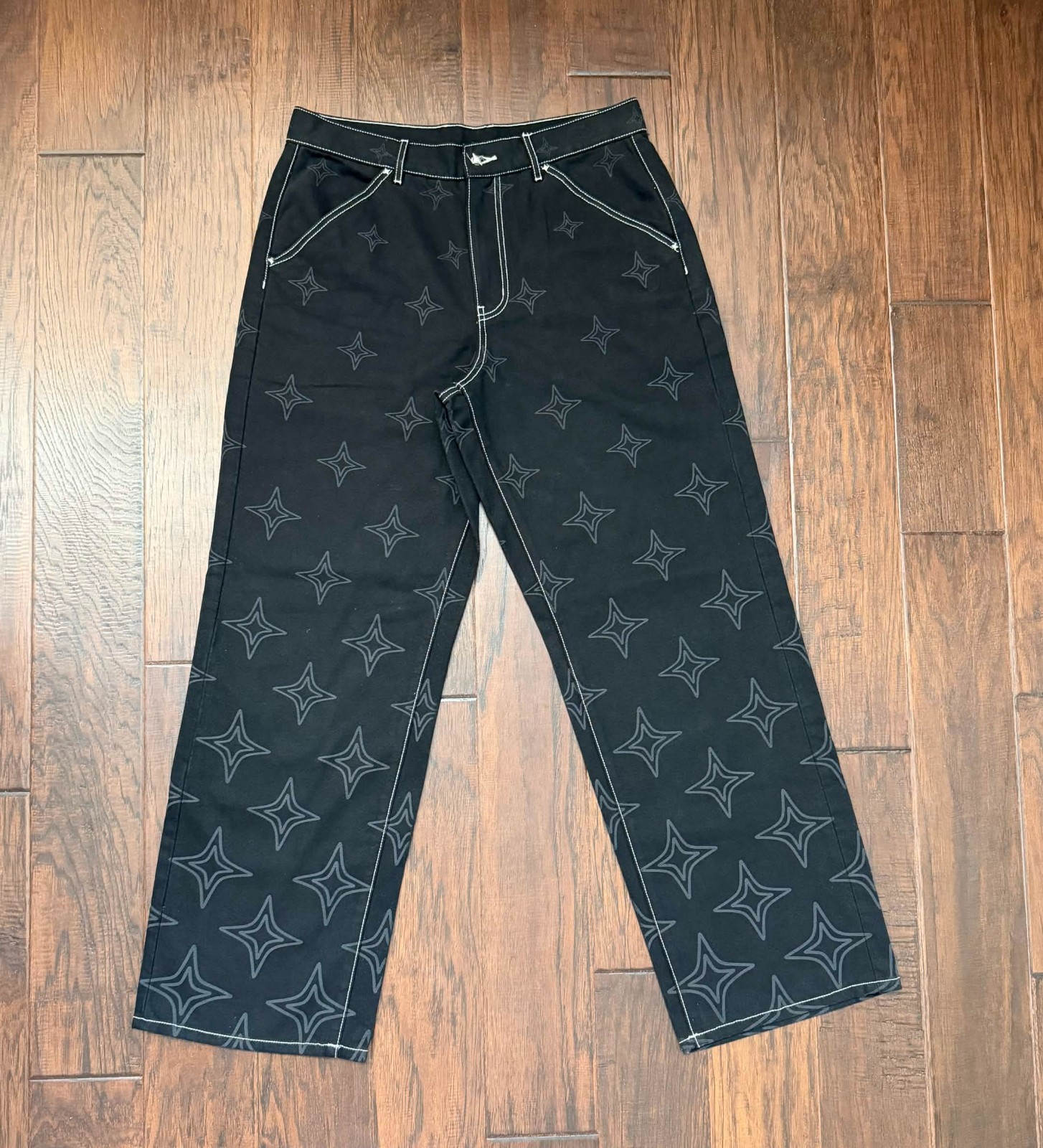 Size 34 – 1/1 SAMPLE Common Studios Contrast Stitching Star Pants *READ DESC*