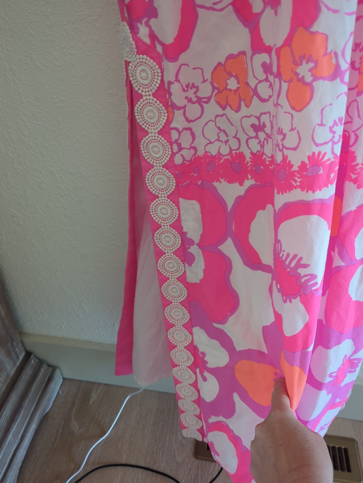LILLY PULITZER DIDI MAXI DRESS Pansy Dance neon Guipure crochet lace Vintage