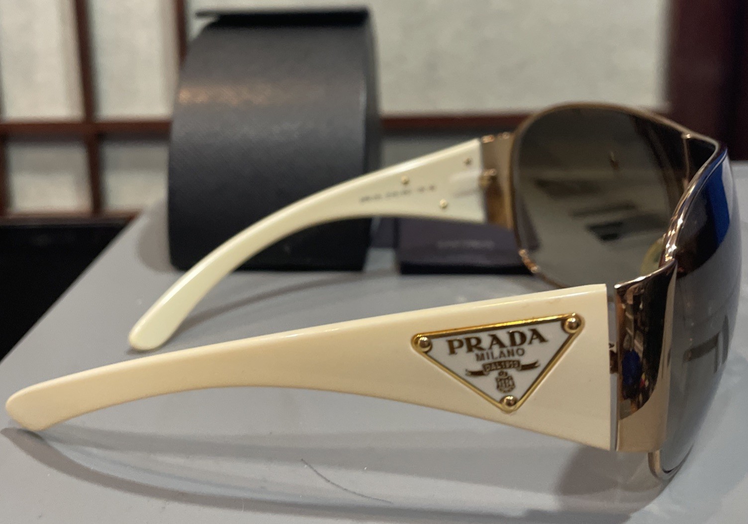 Women’s Prada Cream & Brown Lens Sunglasses w Case